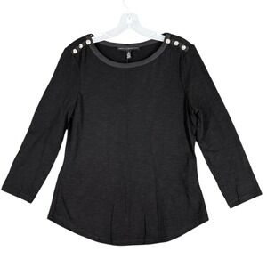 WHBM Shirt Womens Small Black 3/4 Sleeve Round Nek Business‎ Formal Office